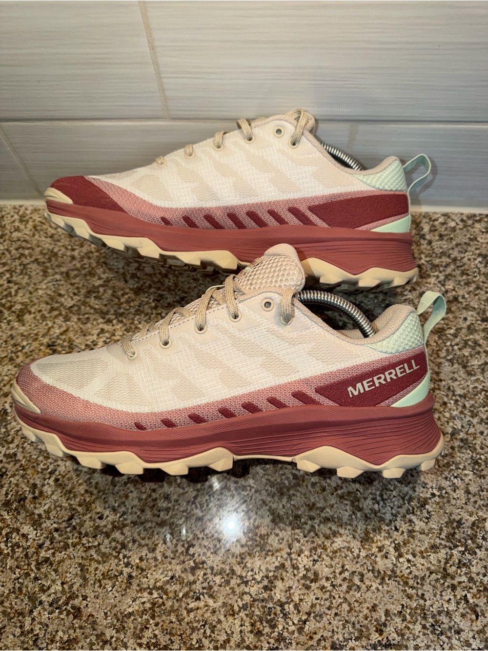 Merrell Women's Trail Shoe - Cream, Rose & Mint Accents